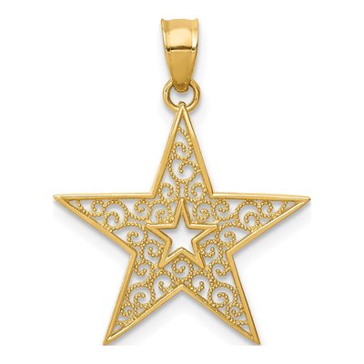 14K Yellow Gold Filigree Star Pendant
