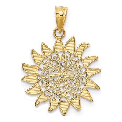14K Yellow Gold Filigree Sun Pendant – view 4