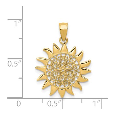 14K Yellow Gold Filigree Sun Pendant – view 5
