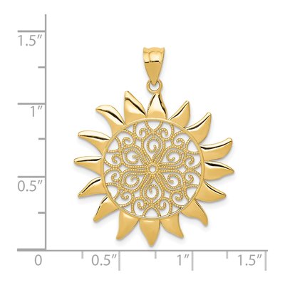 14K Yellow Gold Filigree Sun Pendant – view 5