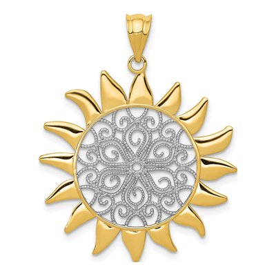 14K Yellow Gold Filigree Sun Pendant