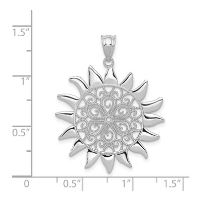 14K White Gold Filigree Sun Pendant – view 4