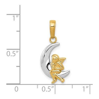 14K Yellow Gold Moon Angel Pendant – view 5