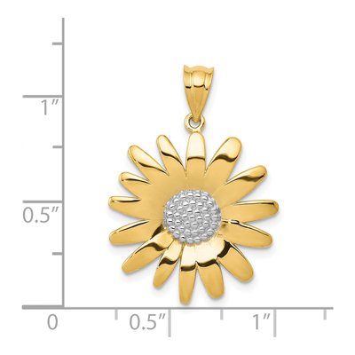 14K Yellow Gold & Rhodium Sunflower Pendant – view 4