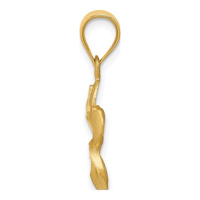 14K Yellow Gold Diamond-Cut Plumeria Pendant – view 3