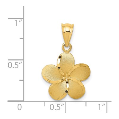 14K Yellow Gold Diamond-Cut Plumeria Pendant – view 4