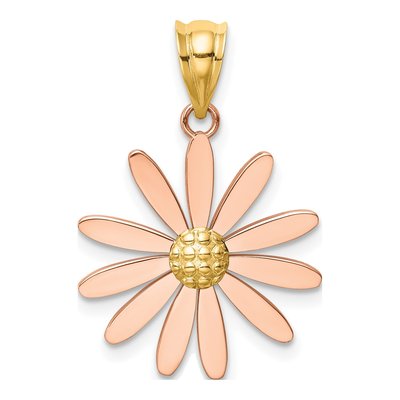 14K Two-Tone Gold Daisy Pendant