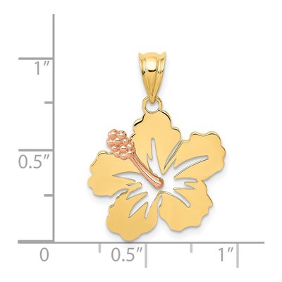 14K Two-Tone Gold Hibiscus Flower Pendant – view 4