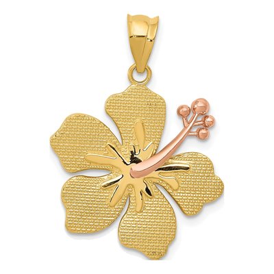 14K Two-Tone Gold Hibiscus Pendant