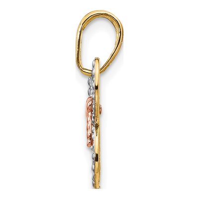 14K Two-Tone Gold Diamond-Cut Butterfly Pendant – view 3