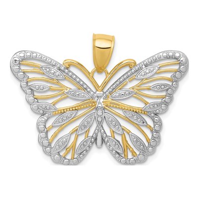 14K Yellow Gold Filigree Butterfly Pendant