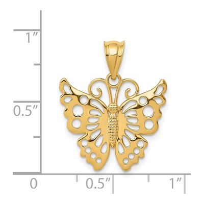 14K Yellow Gold Filigree Butterfly Pendant – view 4
