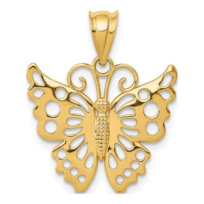 14K Yellow Gold Filigree Butterfly Pendant
