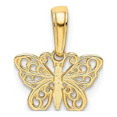 14K Yellow Gold Filigree Butterfly Charm – view 4