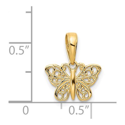 14K Yellow Gold Filigree Butterfly Charm – view 5