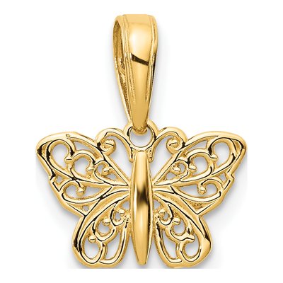 14K Yellow Gold Filigree Butterfly Charm