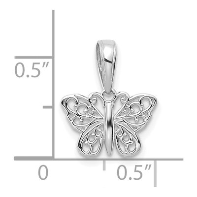 14K White Gold Filigree Butterfly Pendant – view 4