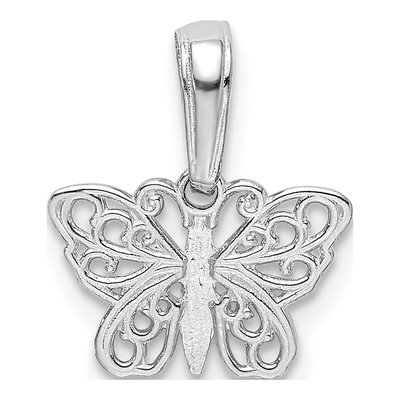 14K White Gold Filigree Butterfly Pendant – view 5