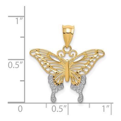 14K Yellow Gold Diamond-Cut Butterfly Pendant – view 4