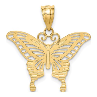 14K Yellow Gold Diamond-Cut Butterfly Pendant – view 5