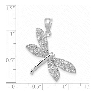 14K White Gold Filigree Dragonfly Pendant – view 4