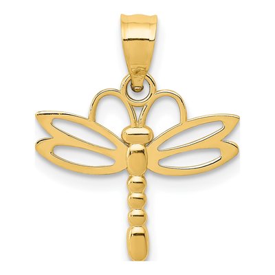 14K Yellow Gold Dragonfly Pendant