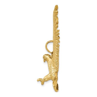 14K Yellow Gold Large Textured Eagle Pendant – view 3