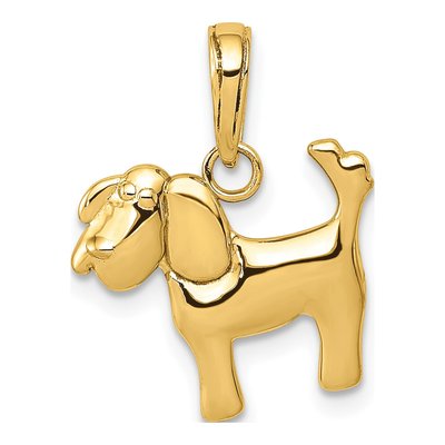 14K Yellow Gold Dog Pendant