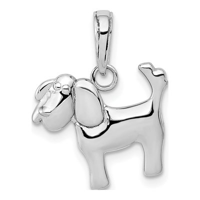 14K White Gold Dog Pendant