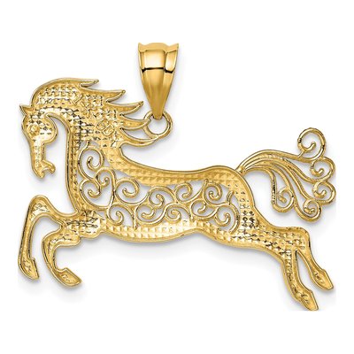 14K Yellow Gold Filigree Horse Pendant – view 4