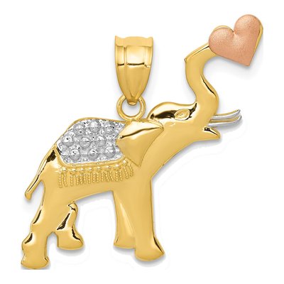 14K Two-Tone Gold Elephant Pendant