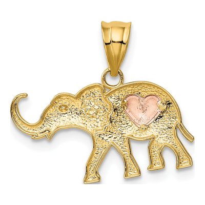 14K Two-Tone Gold Elephant Heart Pendant – view 4