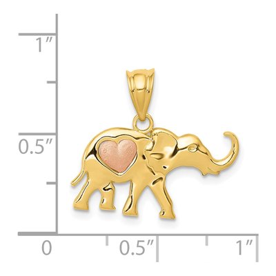 14K Two-Tone Gold Elephant Heart Pendant – view 5