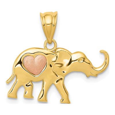 14K Two-Tone Gold Elephant Heart Pendant