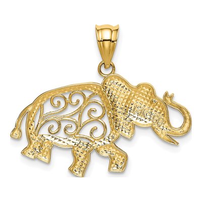 14K Yellow Gold Filigree Elephant Pendant – view 4