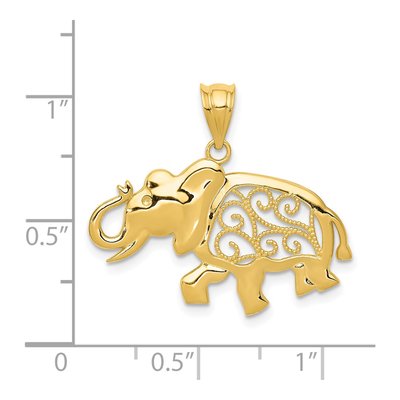 14K Yellow Gold Filigree Elephant Pendant – view 5