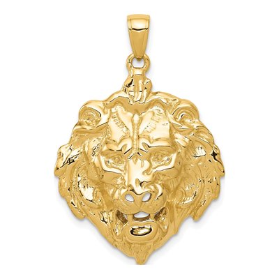 14K Yellow Gold Lion Head Pendant