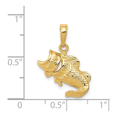 14K Yellow Gold Small Bass Fish Charm – view 5