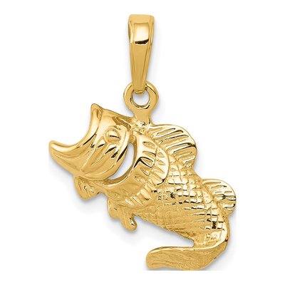14K Yellow Gold Small Bass Fish Charm