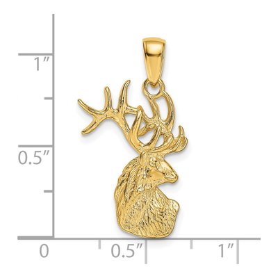 14K Yellow Gold Deer Head Pendant – view 4