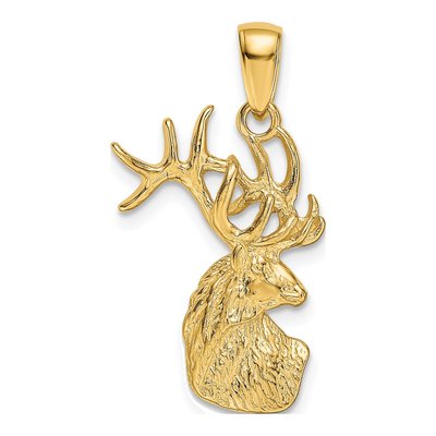 14K Yellow Gold Deer Head Pendant