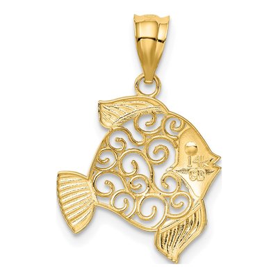 14K Yellow Gold Filigree Fish Pendant – view 4
