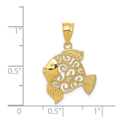 14K Yellow Gold Filigree Fish Pendant – view 5