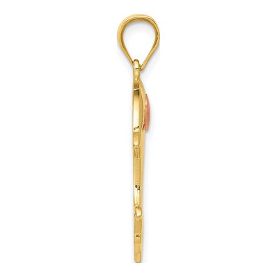 14K Two-Tone Gold Dolphin Heart Pendant – view 3