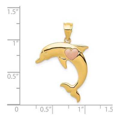 14K Two-Tone Gold Dolphin Heart Pendant – view 5