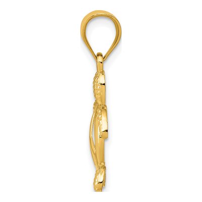 14K Yellow Gold Peace Sign Turtle Pendant – view 3