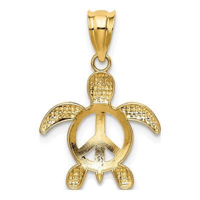 14K Yellow Gold Peace Sign Turtle Pendant – view 4