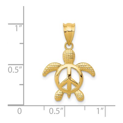 14K Yellow Gold Peace Sign Turtle Pendant – view 5