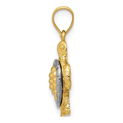 14K Two-Tone Gold Turtle Pendant – view 3