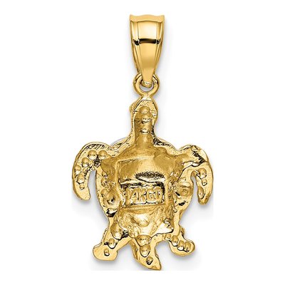14K Two-Tone Gold Turtle Pendant – view 4